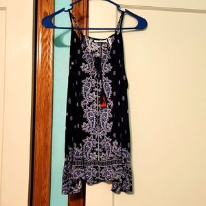 LUQ Tank Top Tassel Tie Paisley Shirt